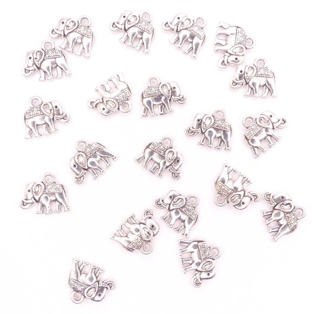20 Tibetan Silver Double Sided Elephant Metal Charms
