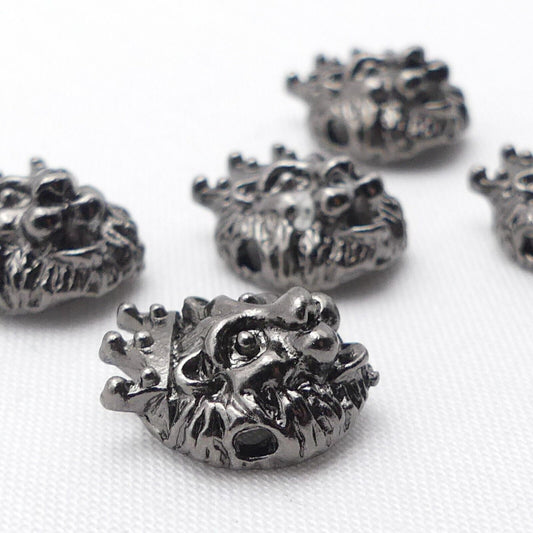5 Lion In A Crown Gunmetal Spacer Beads Charm Jewellery Making