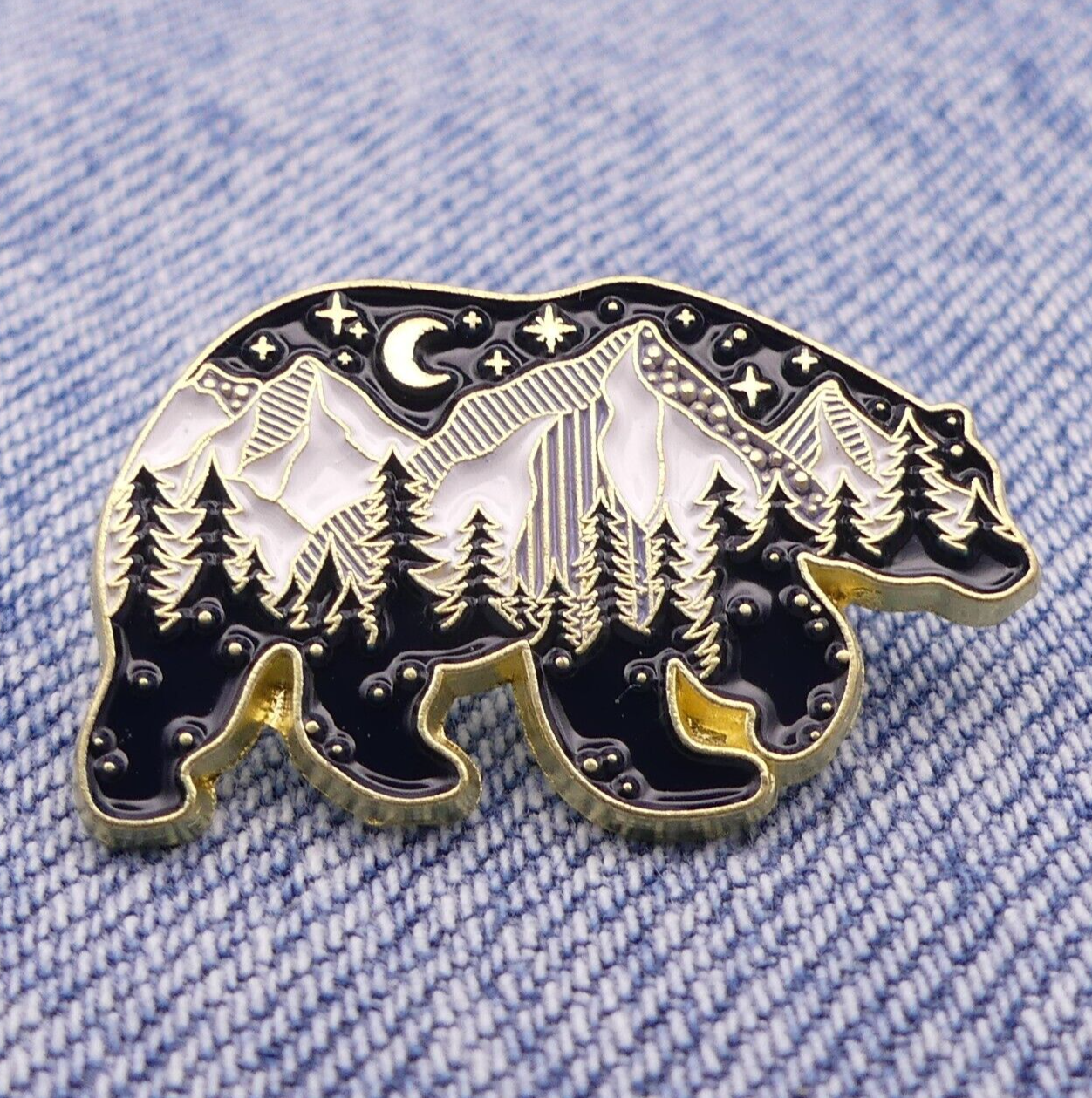 Bear And Mountain Enamel Pin Badge