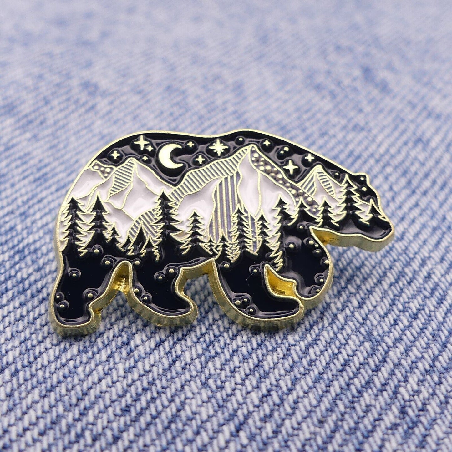 Bear And Mountain Enamel Pin Badge