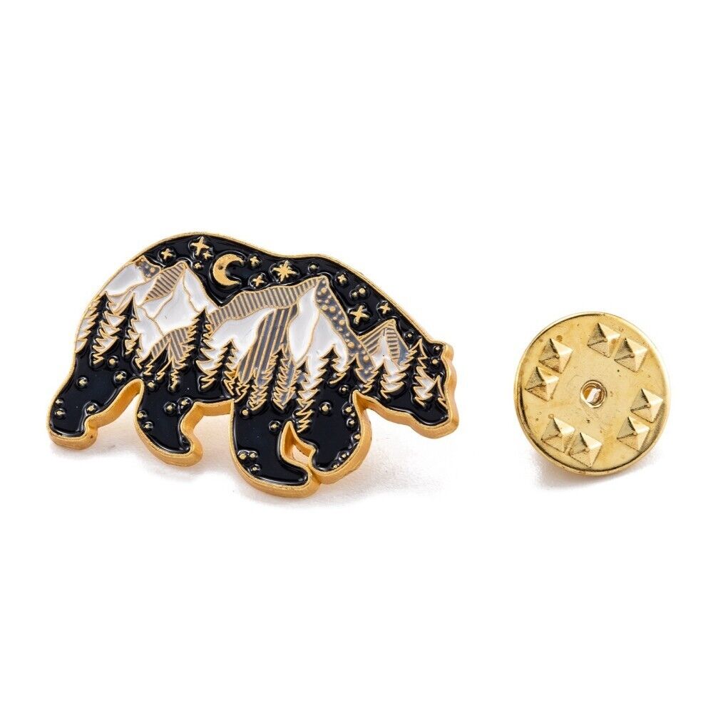 Bear And Mountain Enamel Pin Badge