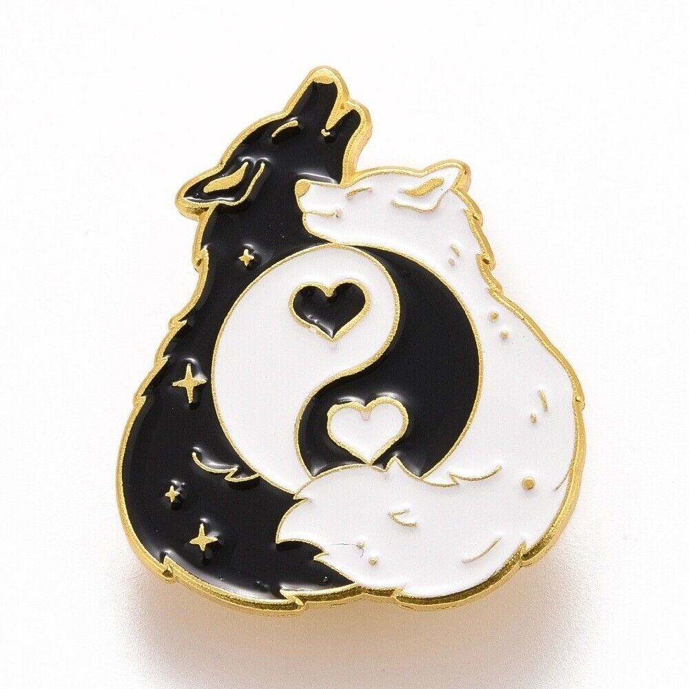 Wolf Ying And Yang Enamel Pin Badge