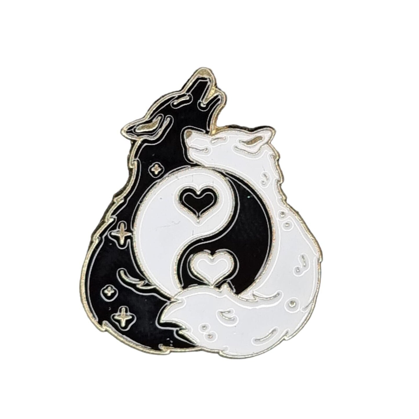 Wolf Ying And Yang Enamel Pin Badge