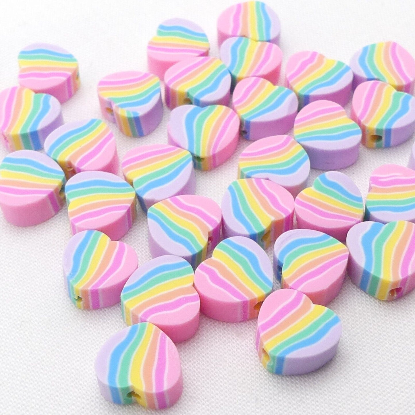 30 Heart Shaped Rainbow Polymer Clay