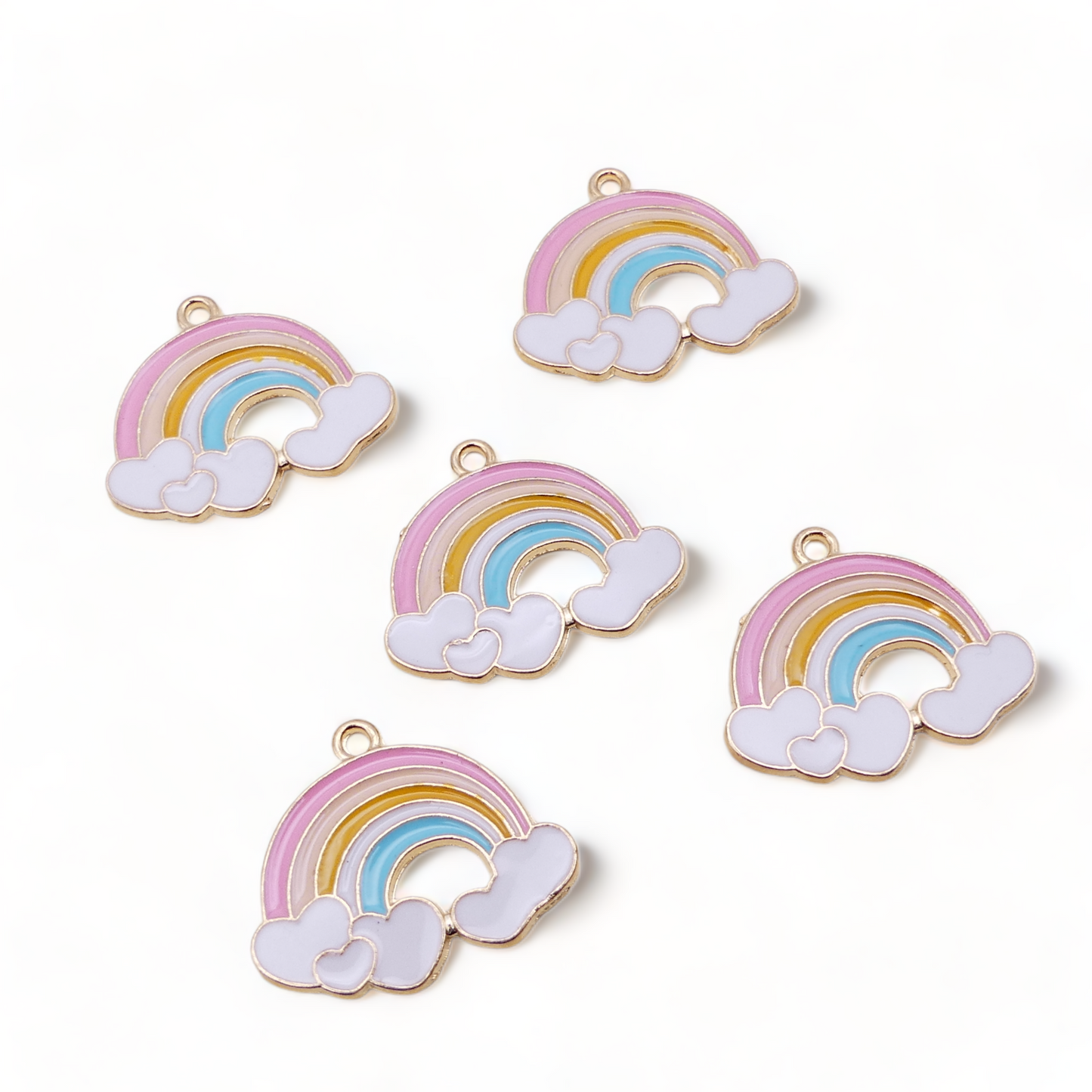 5 Enamel Rainbow Charms Pendants rainbow and cloud Jewellery Making