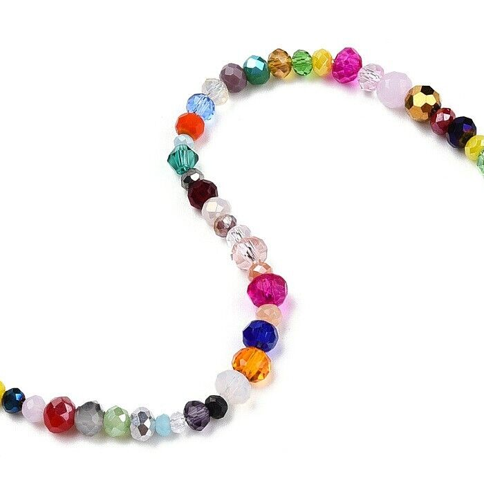 1500 Glass Beads Faceted, Mixed Size And Shape. Glass Crystal Beads. 50g.