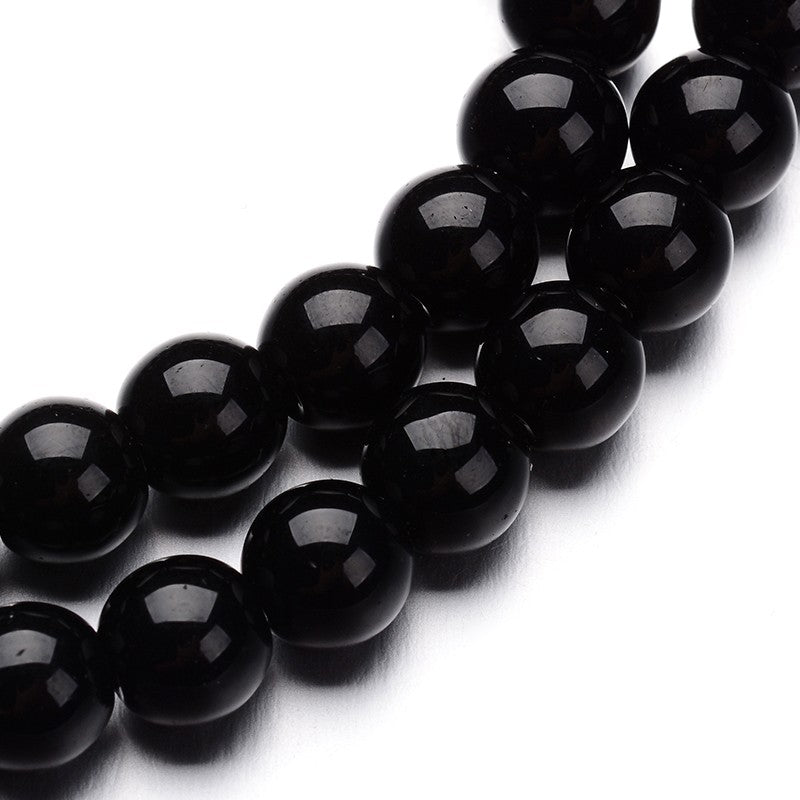 4mm Round Black Glass Beads Jewellery Making