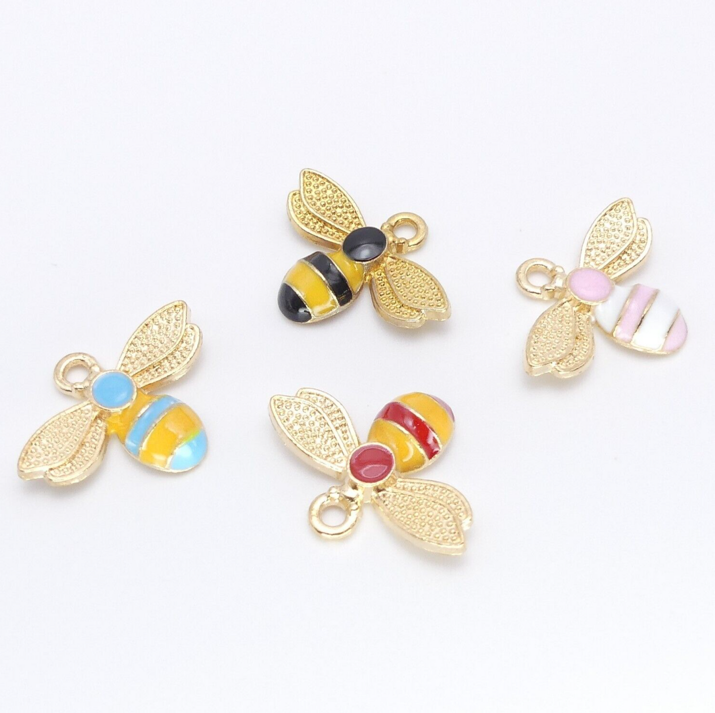 4 Enamel Bee Charms