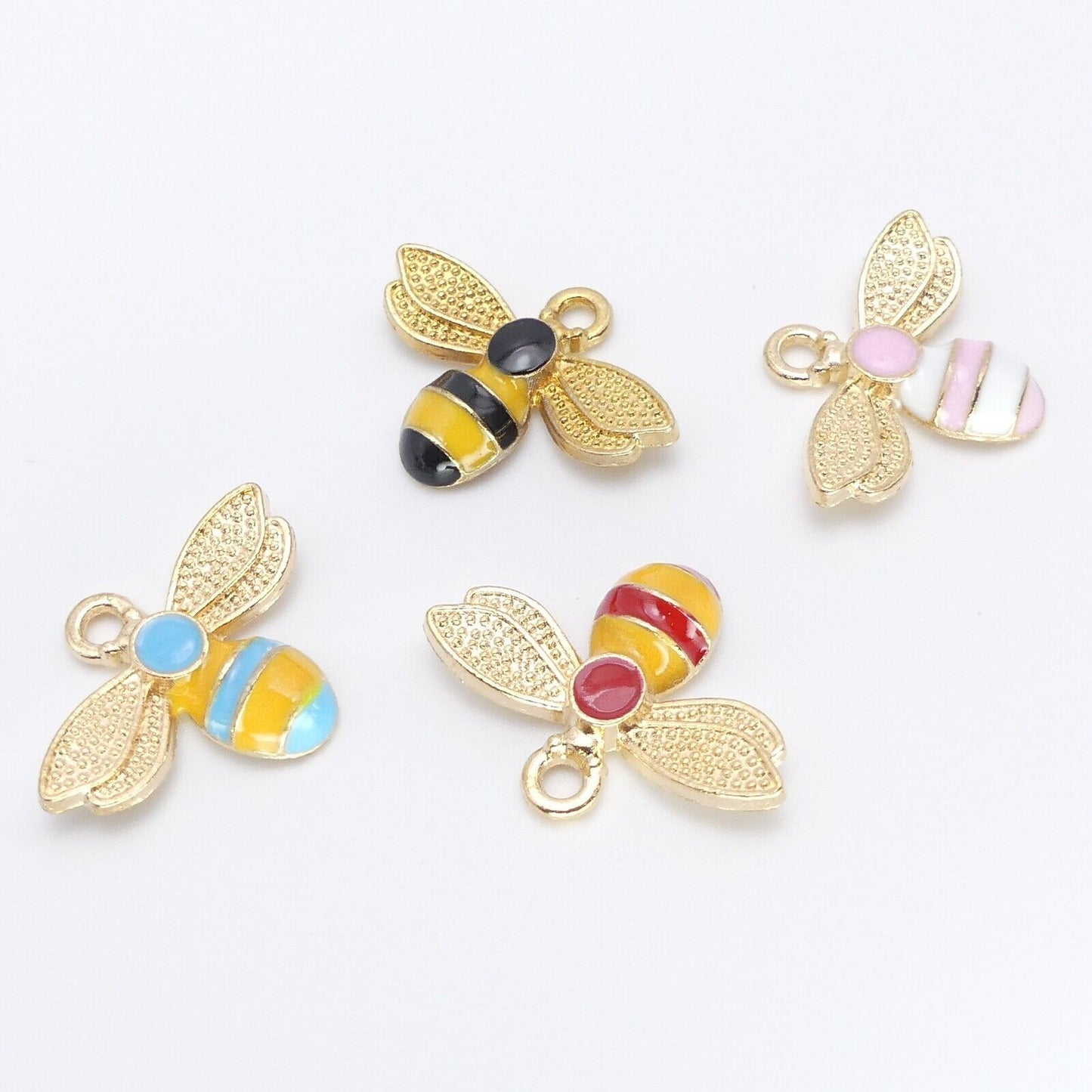 4 Enamel Bee Charms