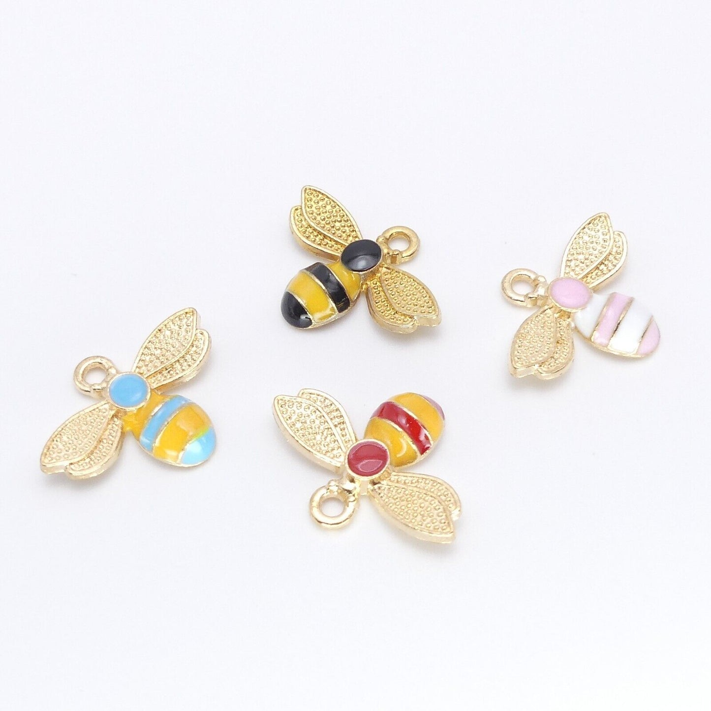 4 Enamel Bee Charms
