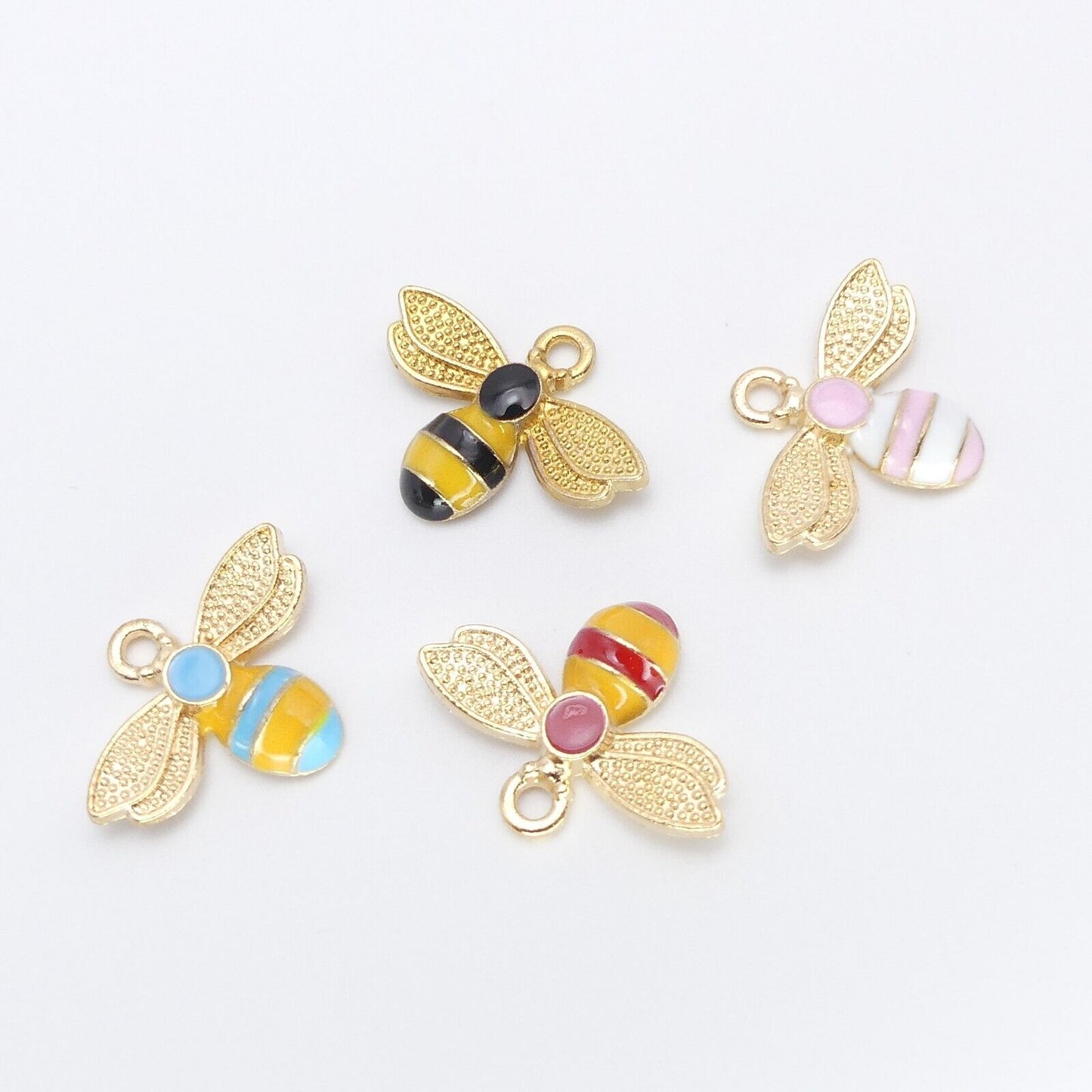 4 Enamel Bee Charms
