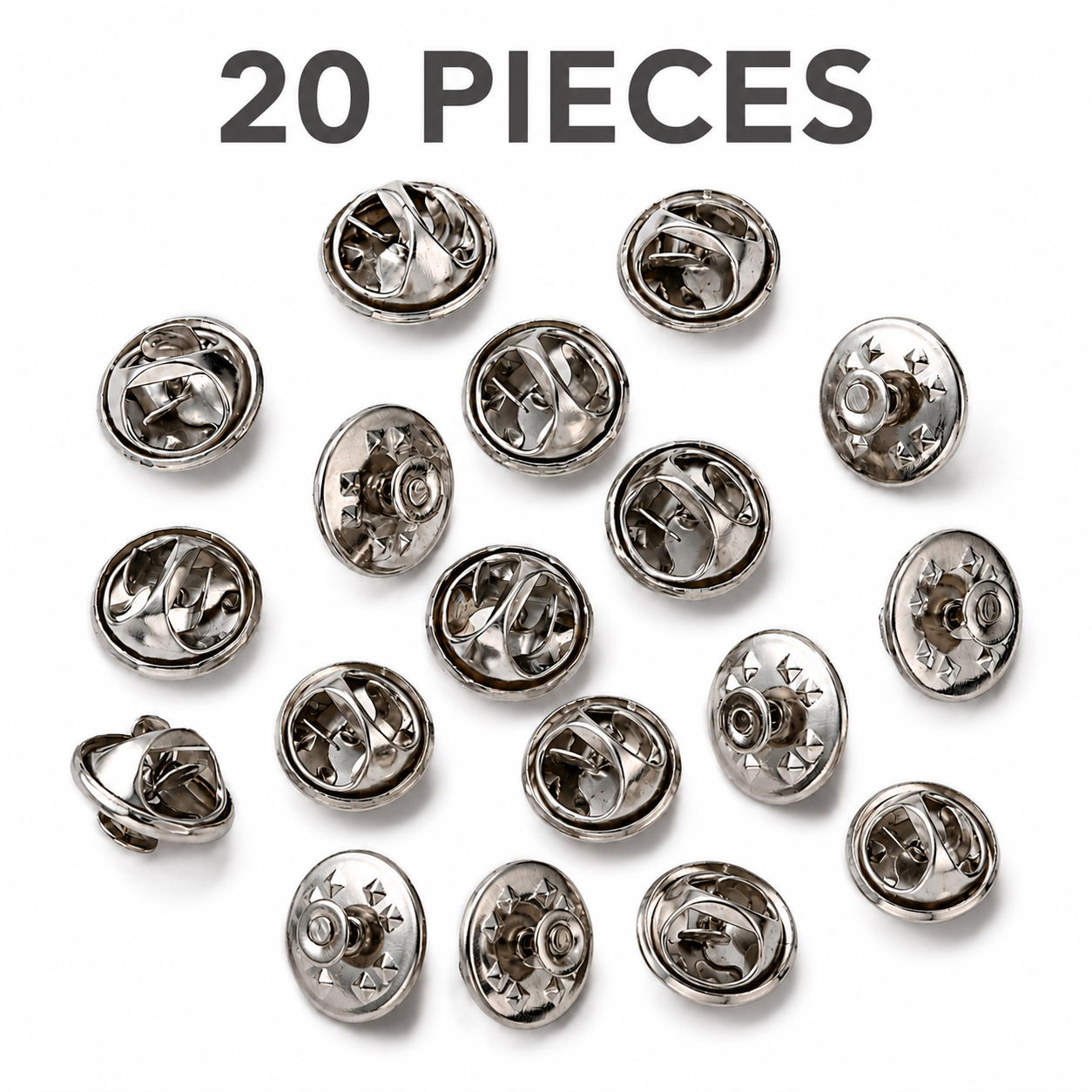 Silver butterfly clutch pin backs set of multiple pieces, round disc style