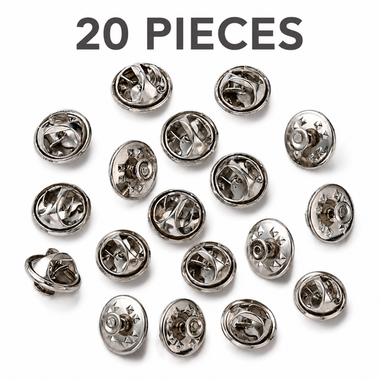 Silver butterfly clutch pin backs set of multiple pieces, round disc style