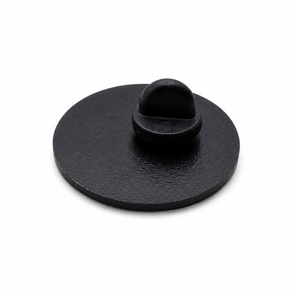 Black enamel pin back with locking clutch, round metal base