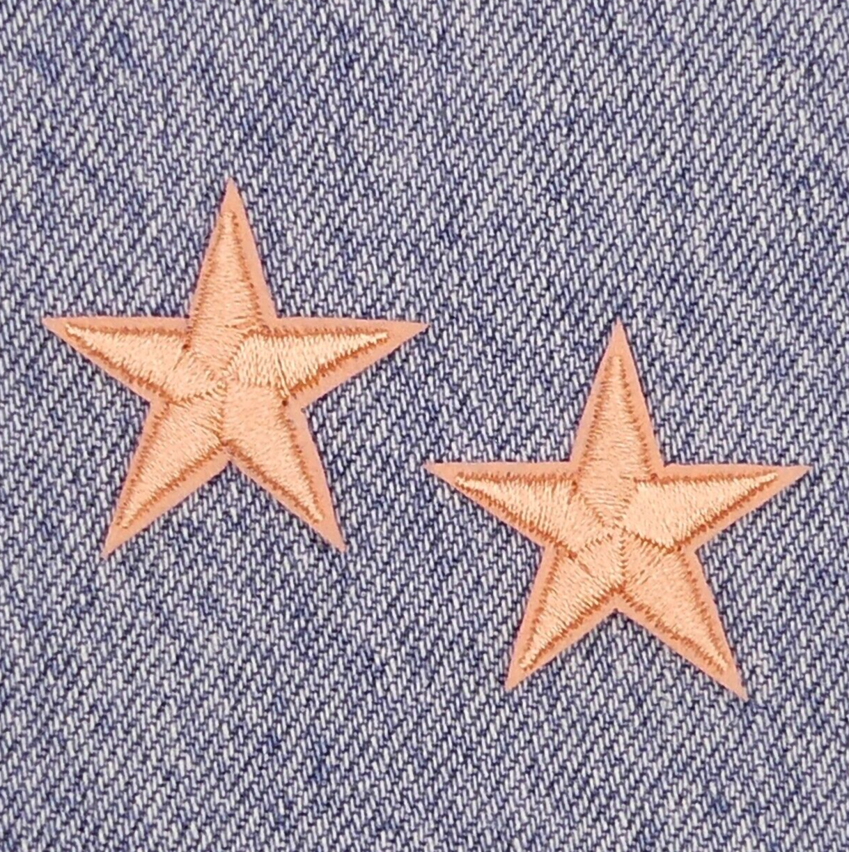 2 Coral STAR Patches Iron On Sew On Stars Patch Embroidered Applique Badges