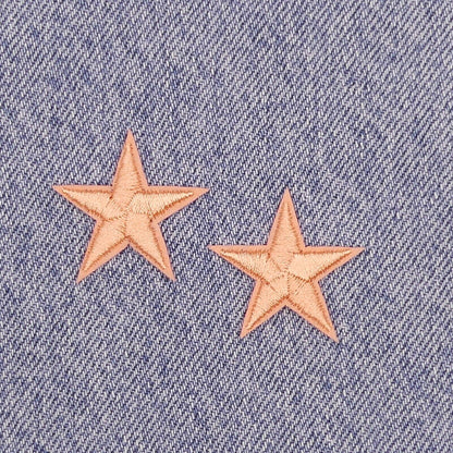 2 Coral STAR Patches Iron On Sew On Stars Patch Embroidered Applique Badges