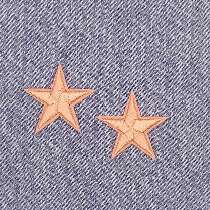 2 Coral STAR Patches Iron On Sew On Stars Patch Embroidered Applique Badges