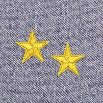 2 Gold STAR Patches Iron On Sew On Stars Patch Embroidered Applique Badges