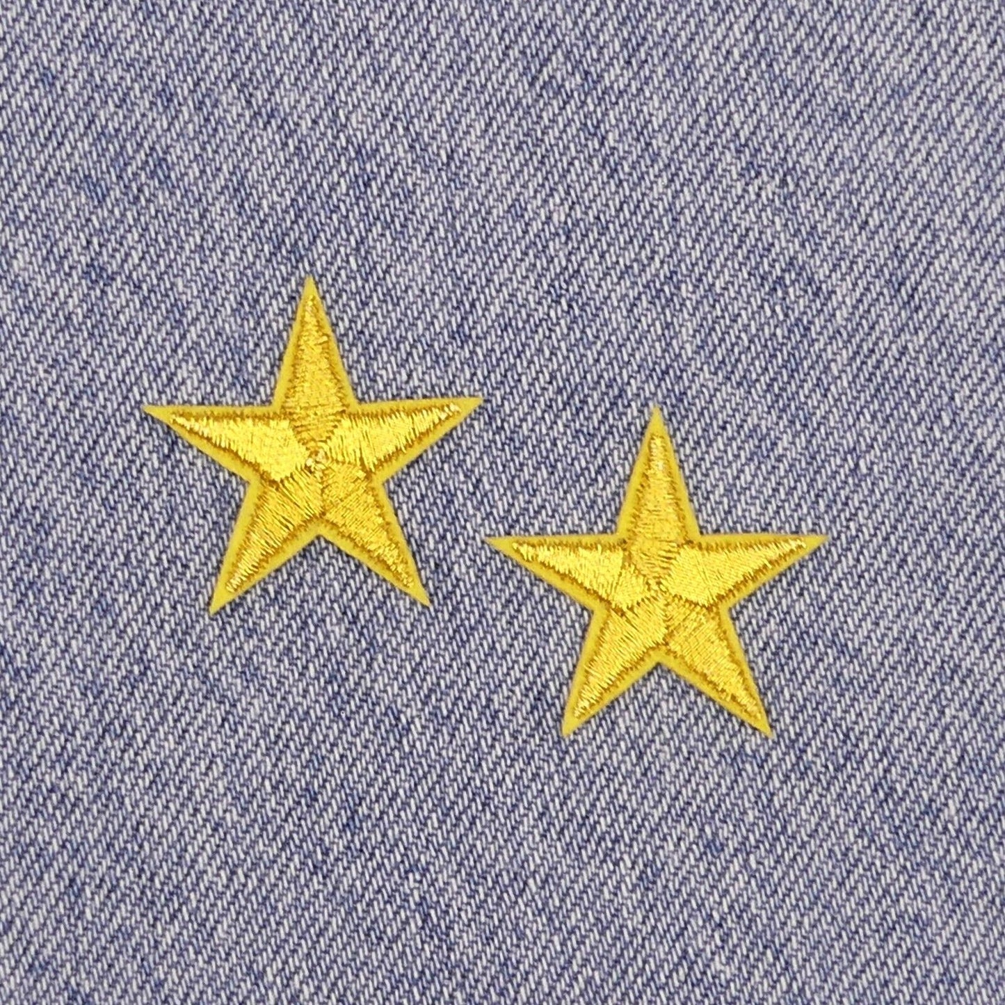 2 Gold STAR Patches Iron On Sew On Stars Patch Embroidered Applique Badges