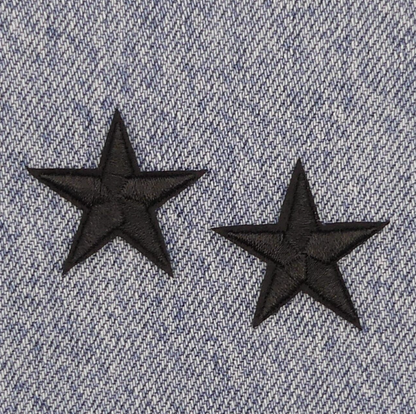 2 Black STAR Patches Iron On Sew On Stars Patch Embroidered Applique Badges