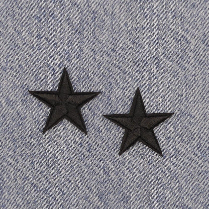 2 Black STAR Patches Iron On Sew On Stars Patch Embroidered Applique Badges