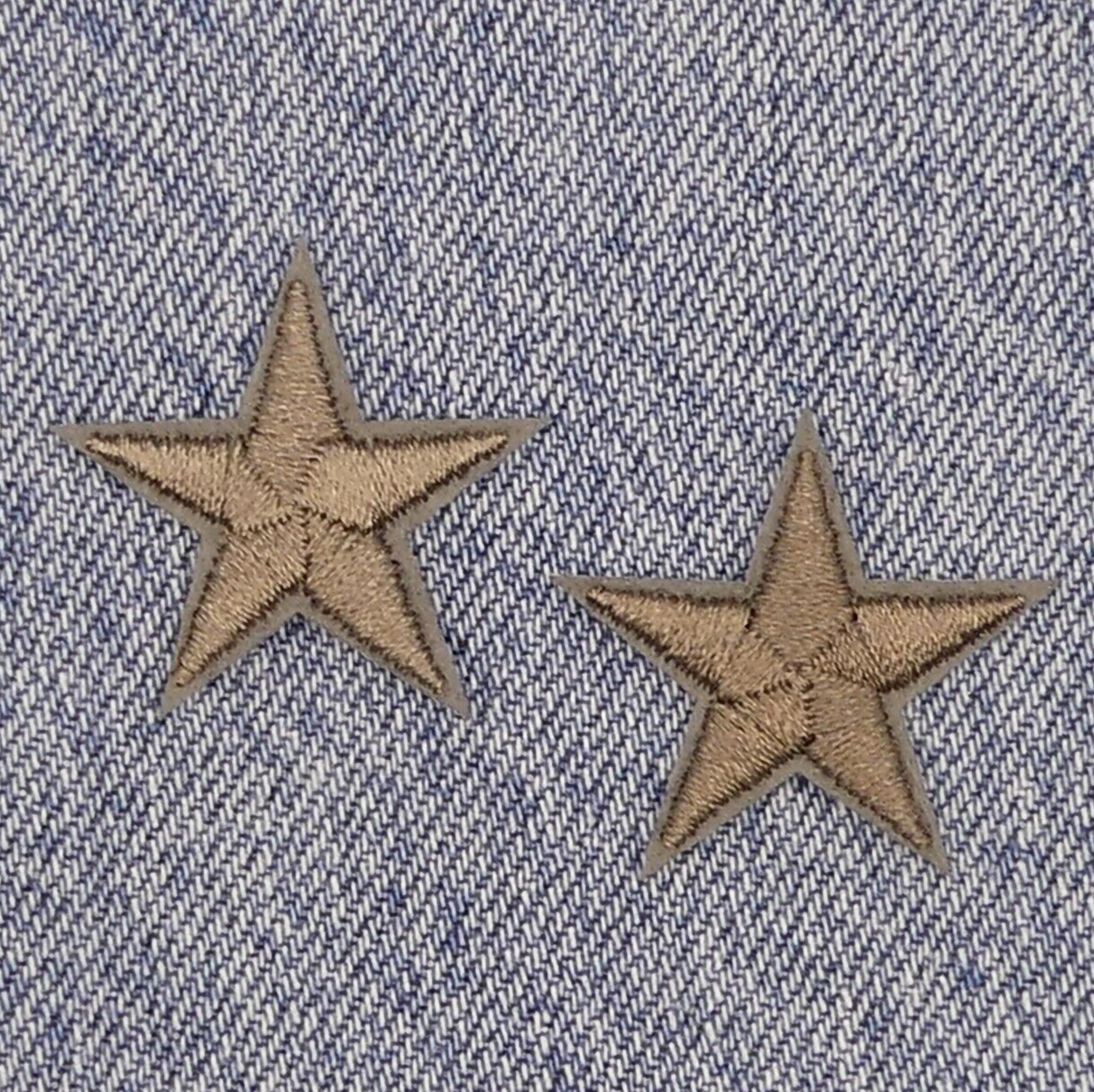 2 Grey STAR Patches Iron On Sew On Stars Patch Embroidered Applique Badges