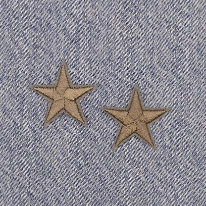 2 Grey STAR Patches Iron On Sew On Stars Patch Embroidered Applique Badges