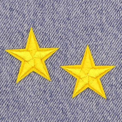 2 Yellow STAR Patches Iron On Sew On Stars Patch Embroidered Applique Badges