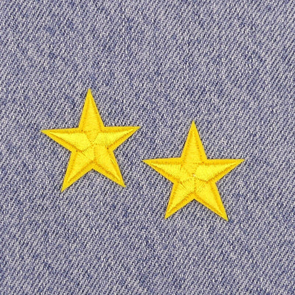 2 Yellow STAR Patches Iron On Sew On Stars Patch Embroidered Applique Badges