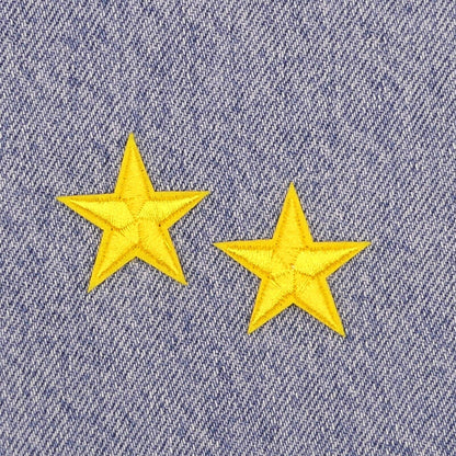 2 Yellow STAR Patches Iron On Sew On Stars Patch Embroidered Applique Badges