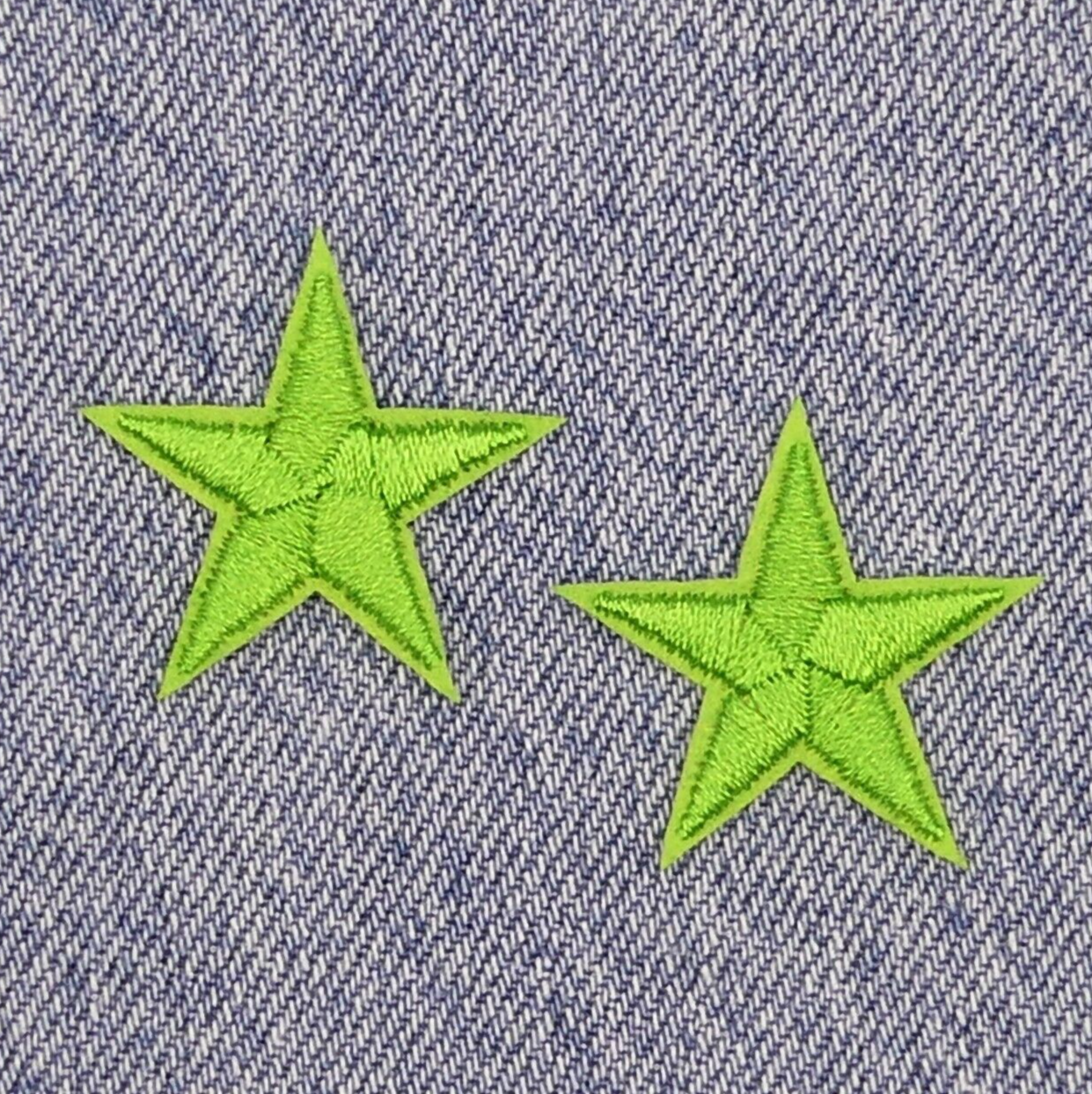 2 Lime Green STAR Patches Iron On Sew On Stars Patch Embroidered Applique Badges