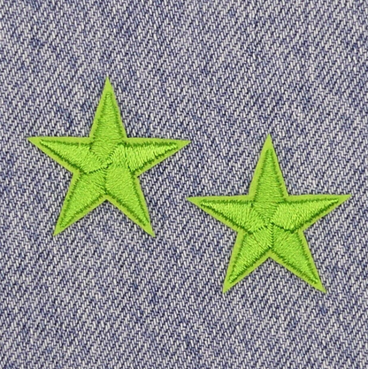 2 Lime Green STAR Patches Iron On Sew On Stars Patch Embroidered Applique Badges