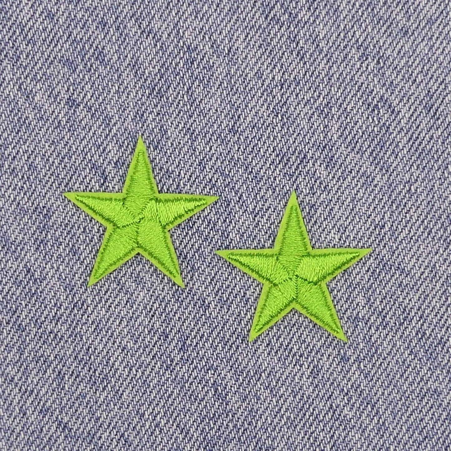 2 Lime Green STAR Patches Iron On Sew On Stars Patch Embroidered Applique Badges