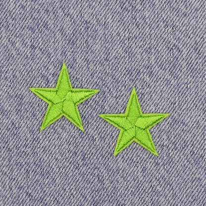 2 Lime Green STAR Patches Iron On Sew On Stars Patch Embroidered Applique Badges