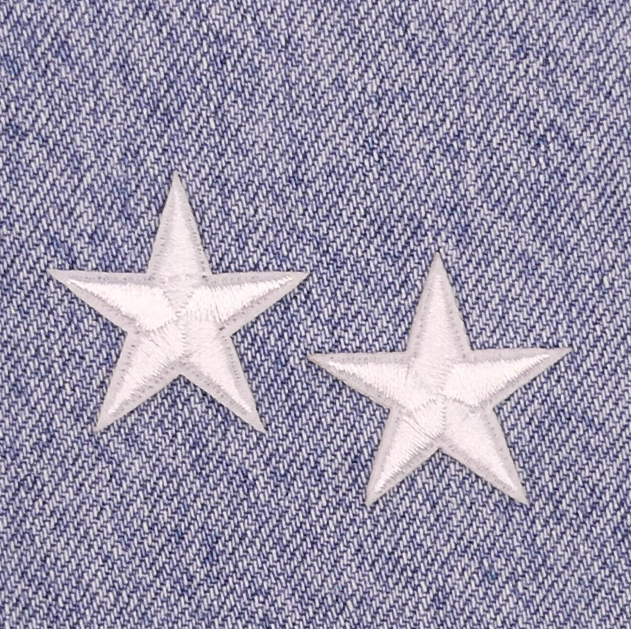 2 White STAR Patches Iron On Sew On Stars Patch Embroidered Applique Badges