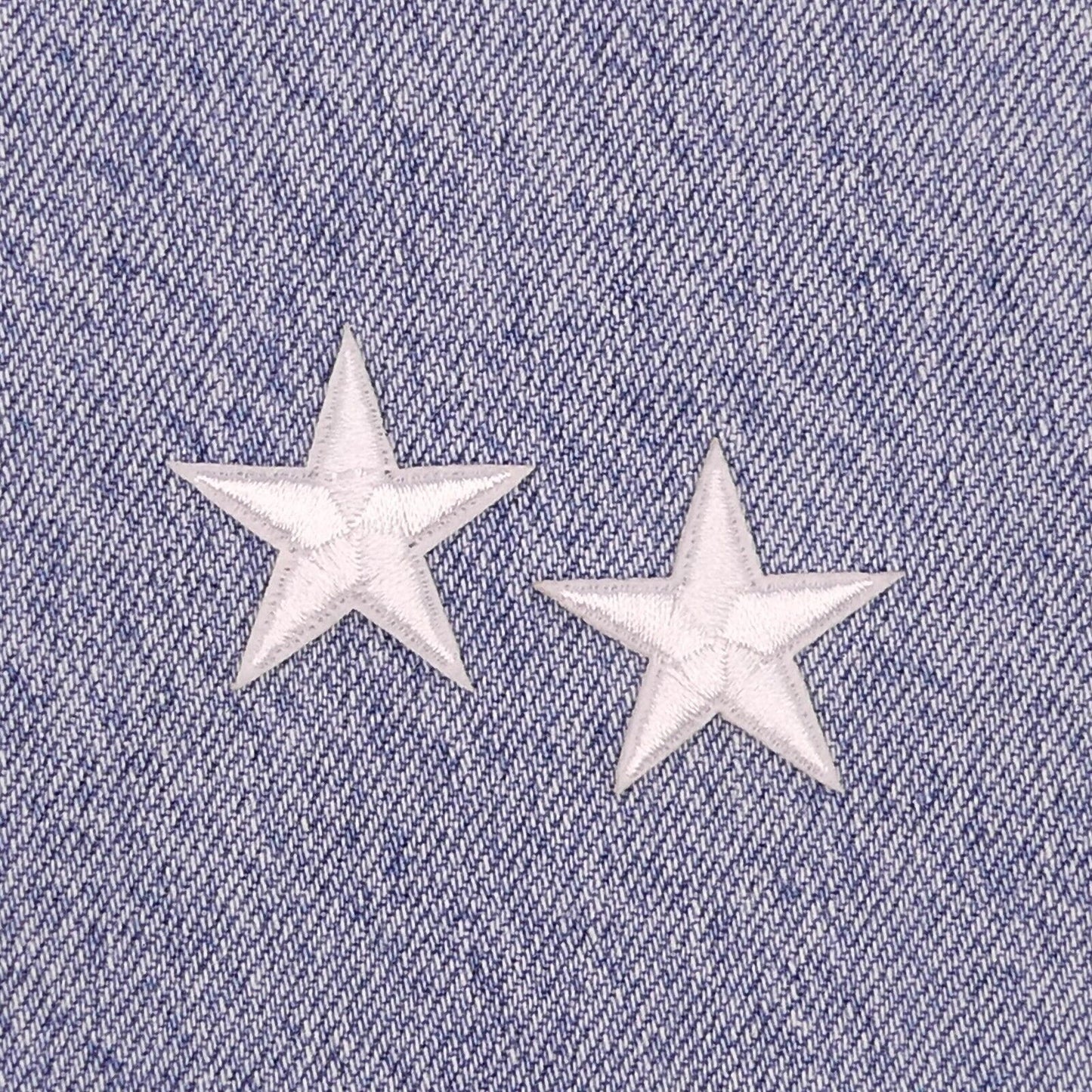 2 White STAR Patches Iron On Sew On Stars Patch Embroidered Applique Badges