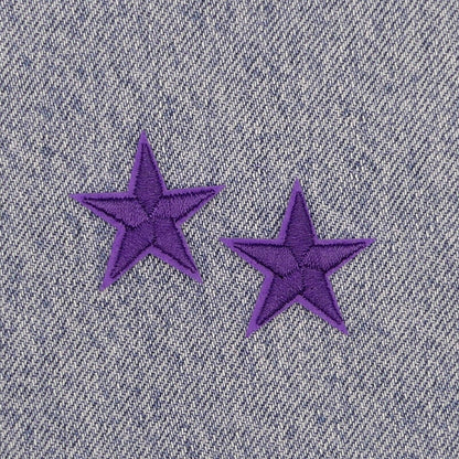 2 Purple STAR Patches Iron On Sew On Stars Patch Embroidered Applique Badges