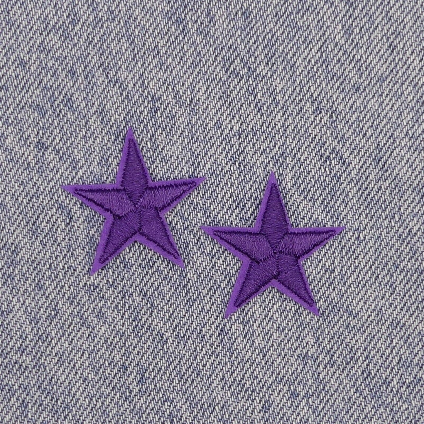 2 Purple STAR Patches Iron On Sew On Stars Patch Embroidered Applique Badges