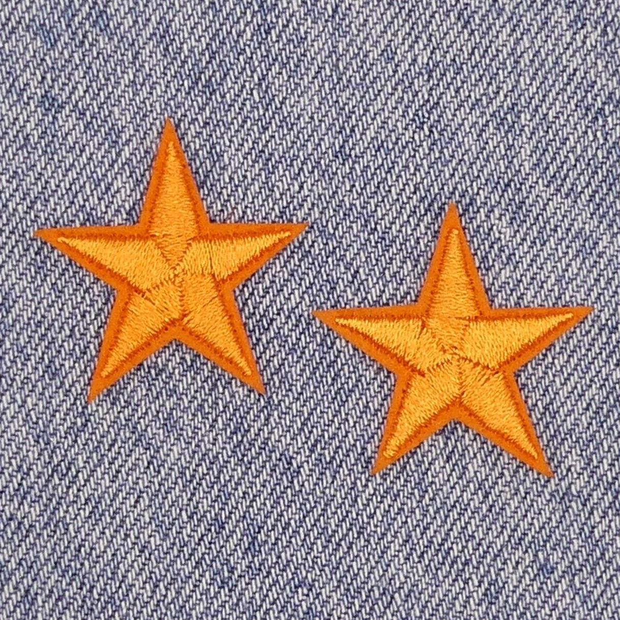 2 Orange STAR Patches Iron On Sew On Stars Patch Embroidered Applique Badges