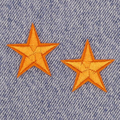 2 Orange STAR Patches Iron On Sew On Stars Patch Embroidered Applique Badges