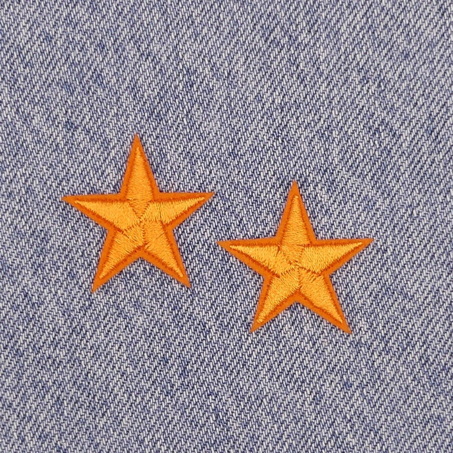 2 Orange STAR Patches Iron On Sew On Stars Patch Embroidered Applique Badges