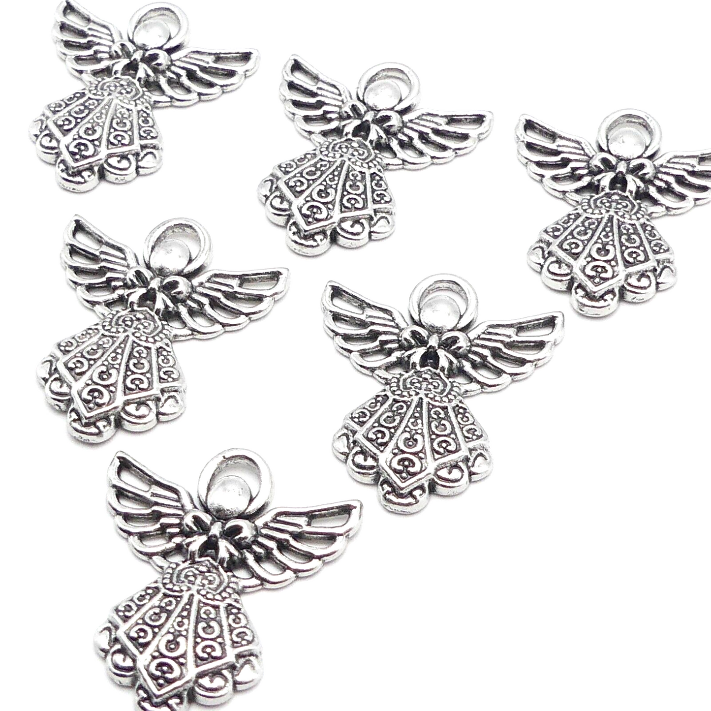 6 Tibetan Silver Tone Angel Charms Pendants