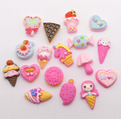 17 Kawaii Style sweetie Food Cabochon Embellishments