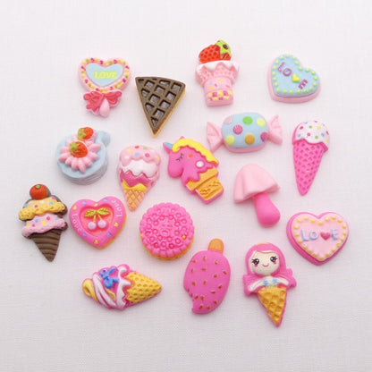 17 Kawaii Style sweetie Food Cabochon Embellishments