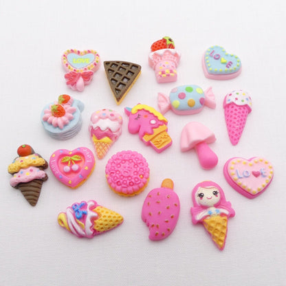 17 Kawaii Style sweetie Food Cabochon Embellishments