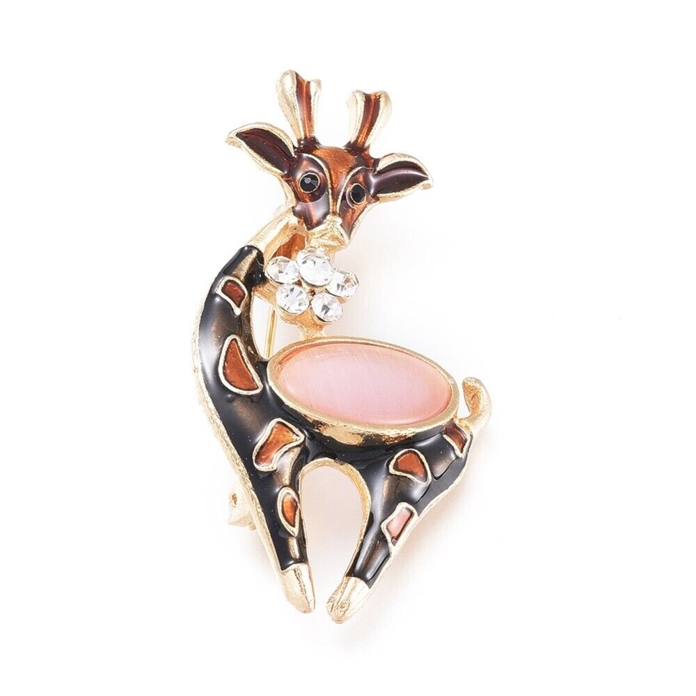 Deer Enamel And Rhinestone Brooch Collectable Deer Enamel Pin Brooch