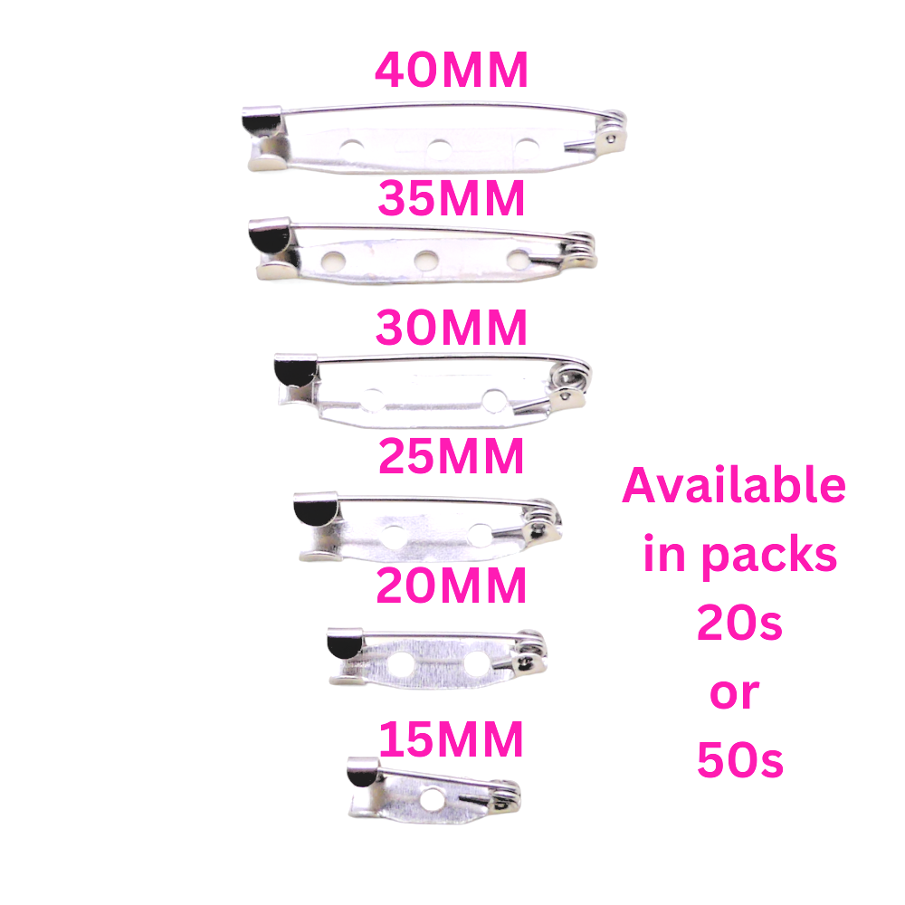 Steel Brooch Back Pins | 15mm–40mm Bar Pin Backs for Badges & Brooches ...
