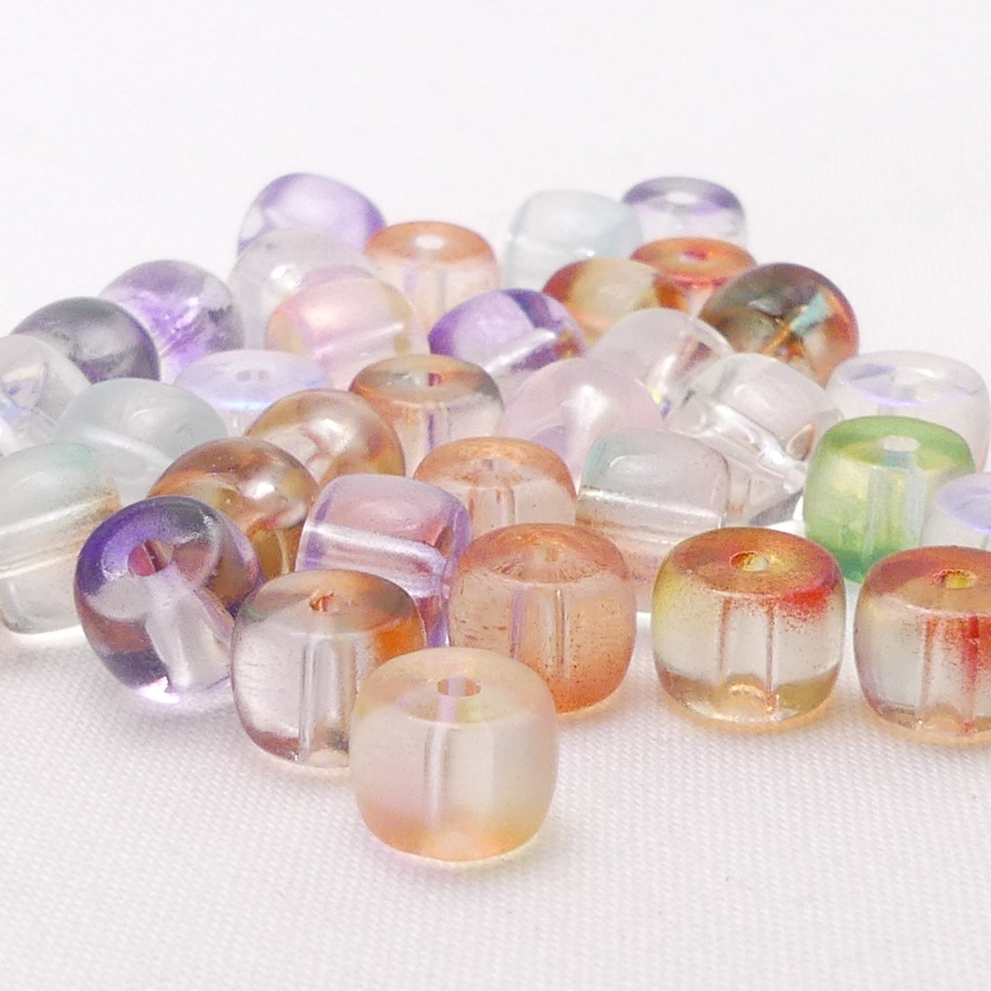 40 Mixed Barrel Glass Beads