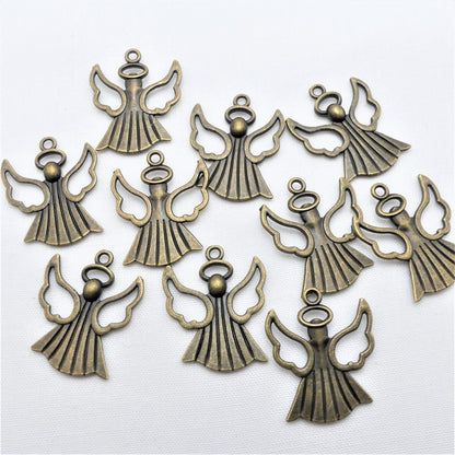 10 Tibetan Bronze Tone Angel Metal Charms Pendants