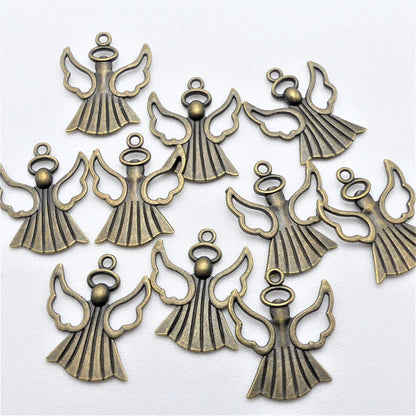 10 Tibetan Bronze Tone Angel Metal Charms Pendants